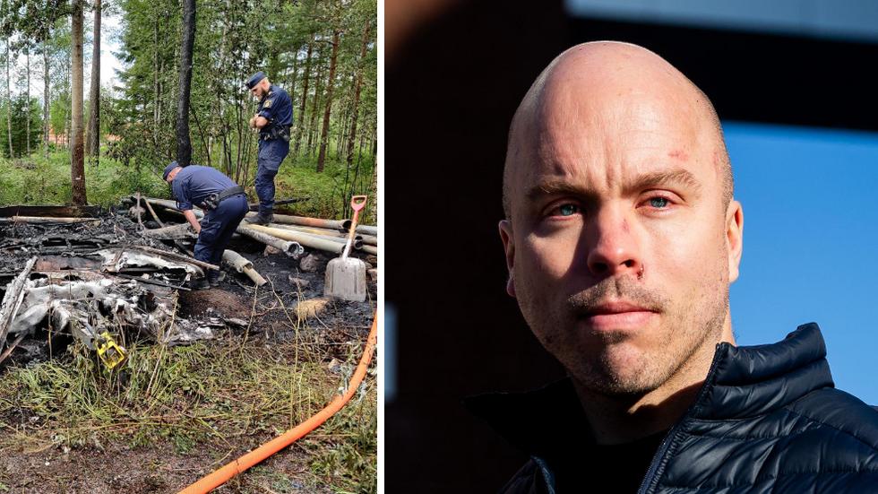 Polisen utreder ett tiotal bränder i Mullsjöområdet, som skulle kunna vara anlagda. En av bränderna skedde vid MSOK-stugan 17 juli (bilden till vänster), denna är dock inte den nu anhållne mannen misstänkt för i nuläget, säger polisens förundersökningsledare Daniel Wangler. 