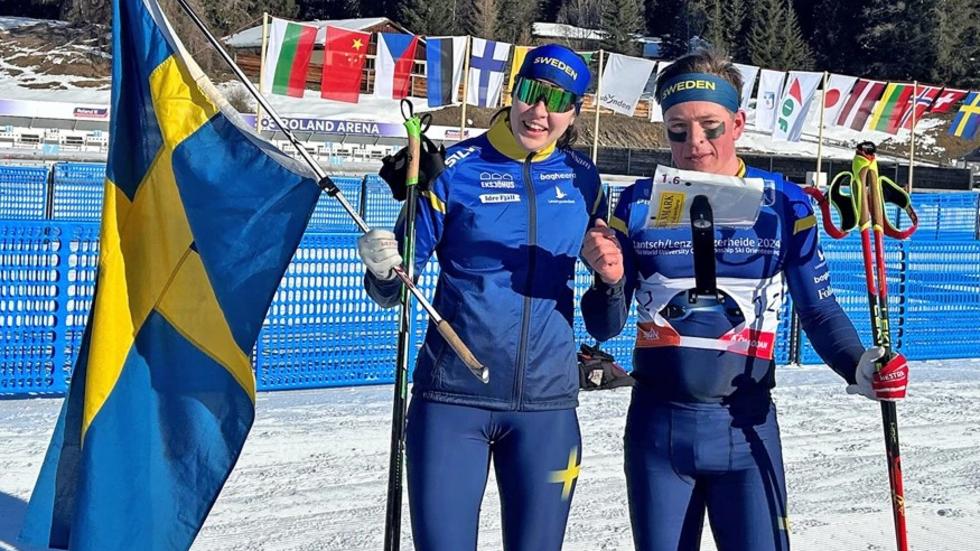 Elin Schagerström och Jonatan Ståhl efter guldloppet.
