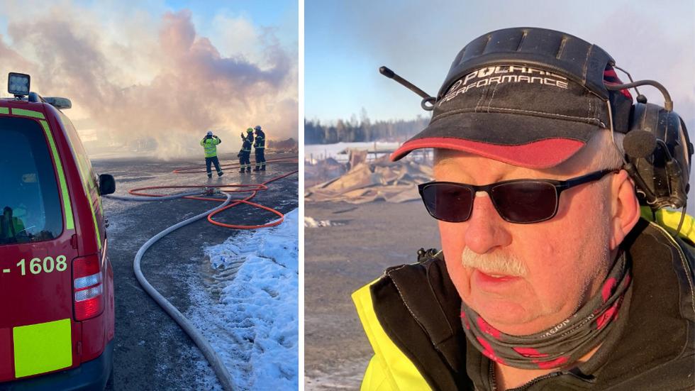Johan Åvall vaknade av brandrök vid 04-tiden på söndagsmorgonen och upptäckte att en byggnad på hans gård stod i lågor. 