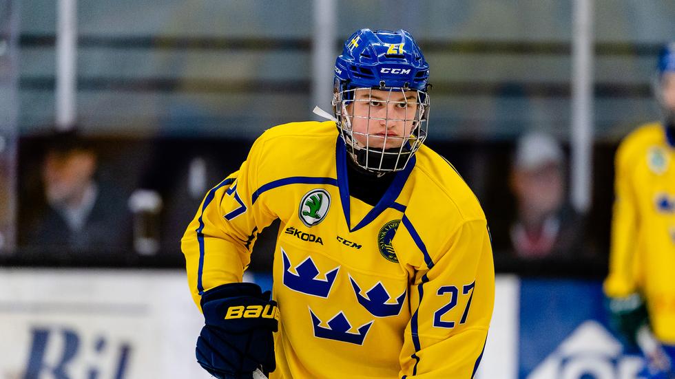 Oskar Olausson, målskytt mot Finland. Foto: Jonas Ljungdahl.