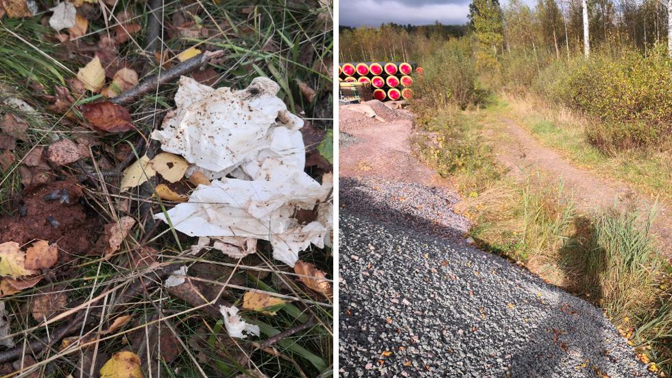 Toapapper och bajs hittades på en väg i närheten av byggarbetsplatsen som Jönköping Energi ansvarar för. Läsarbild