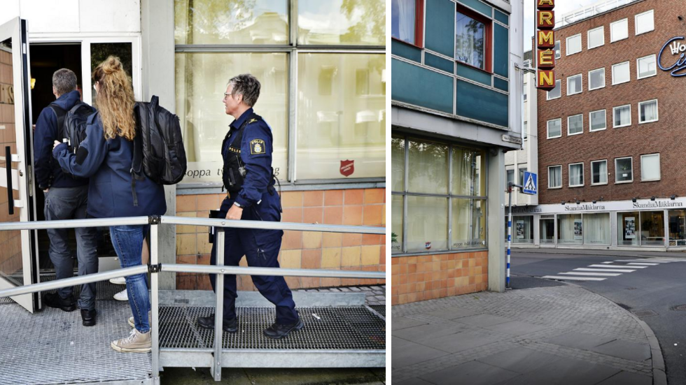 Händelsen ägde rum utanför Frälsningsarméns lokaler vid korsningen Västra Storgatan/Klostergatan.
