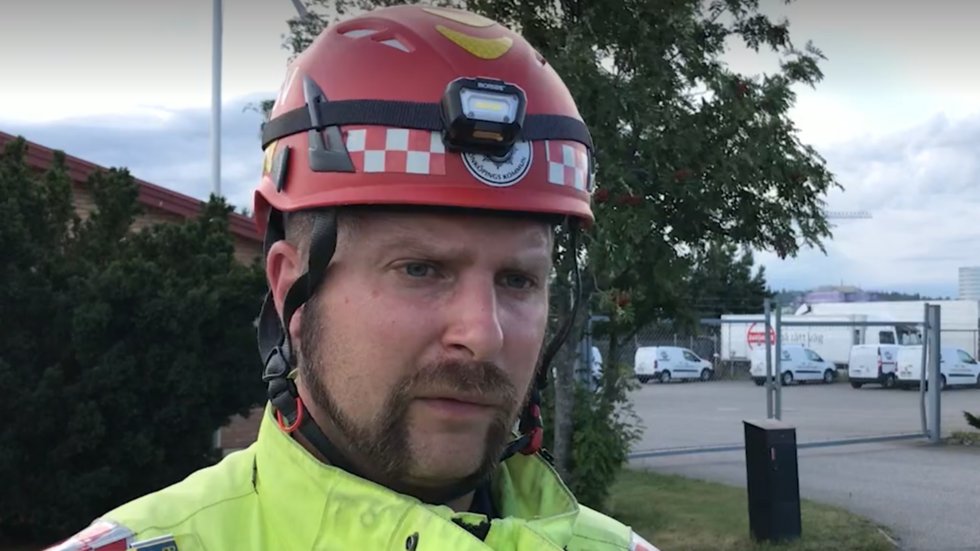 Räddningstjänstens insatsledare Gustav Hultegård.