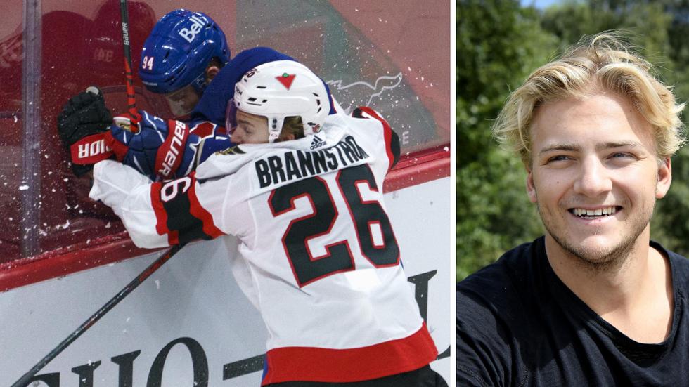 Erik Brännström har nu gjort sitt första mål i NHL. Foto: Paul Chiasson/The Canadian Press/AP/TT och Robert Eriksson.