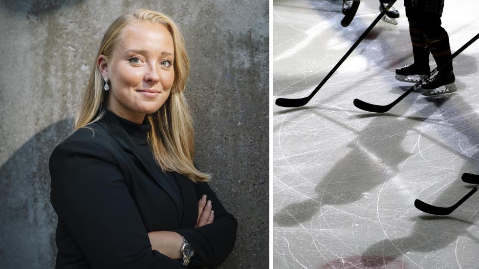 Angelica Lindeberg meddelar att SDHL-klubbar med flicklag ska få mer bidrag. Bilder: TT.