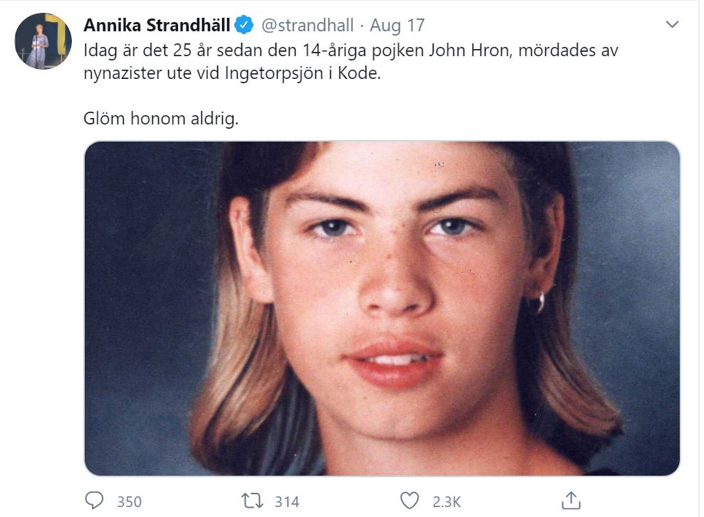 Daniel Nordström: Vi Får Aldrig Glömma John Hron Och Det Högerextrema ...