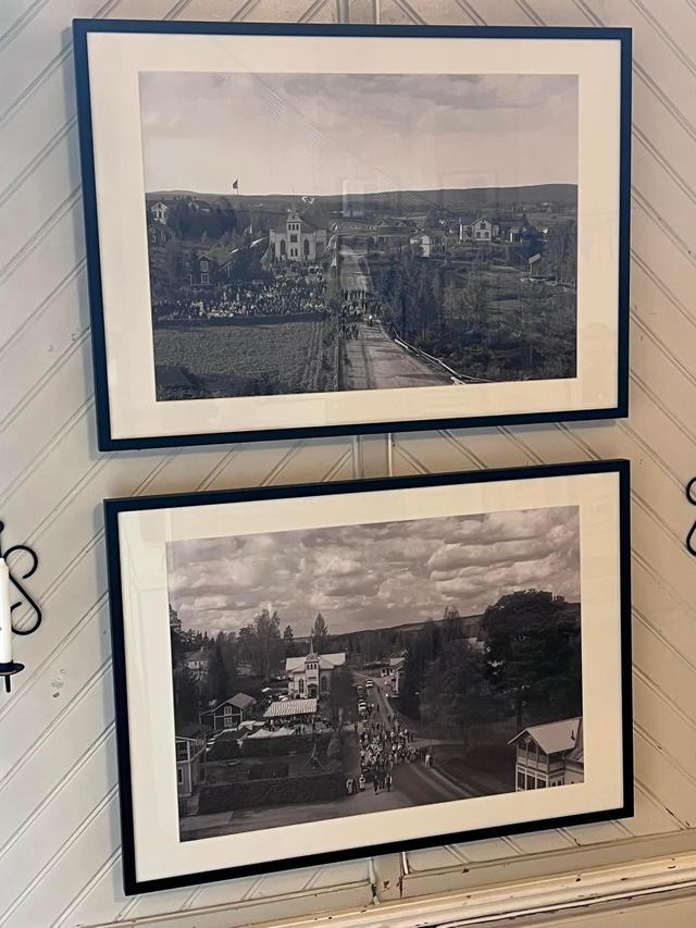 1904 byggdes bygdegården och 2023 togs en ny bild från samma plats. Dessa visas båda i bygdegården nu och framåt. Foto: Margareta Englund