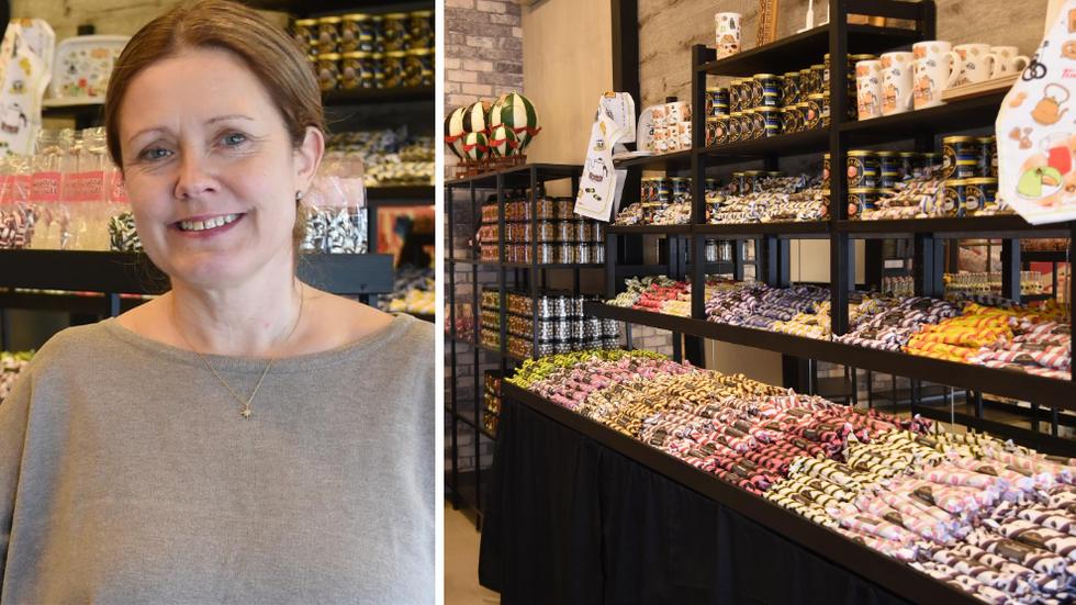 Catrin Kvist är en av fyra delägare som ligger bakom satsningen på godisbutiken Gränna för gott: ”Jag har alltid velat testa att ha en egen godisbutik”. 