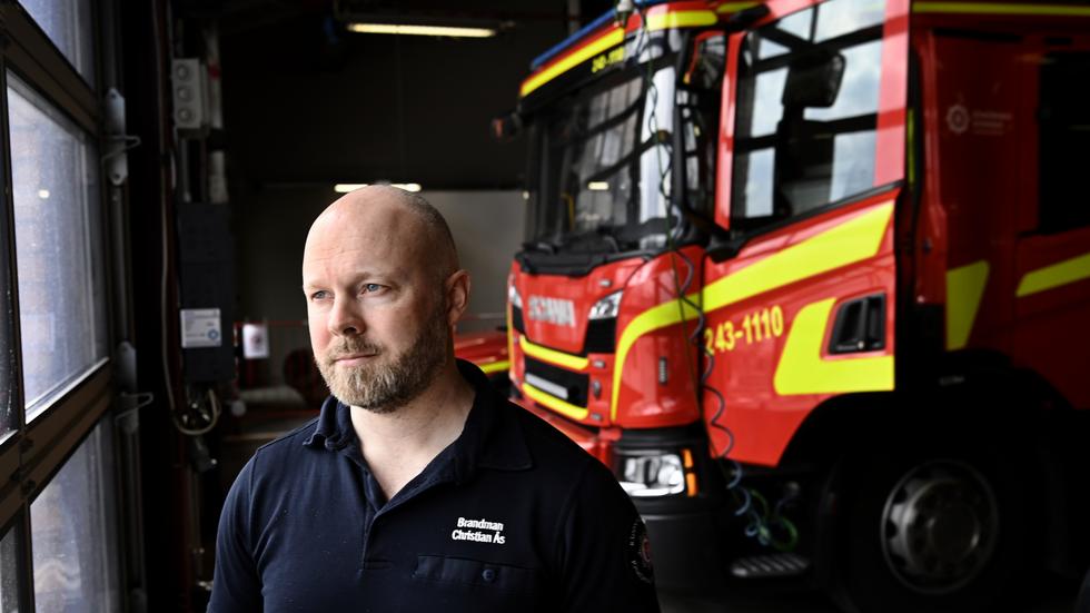 Christian Åhs, Kommunals arbetsplatsombud för räddningstjänstpersonalen på Rosenlunds brandstation i Jönköping.