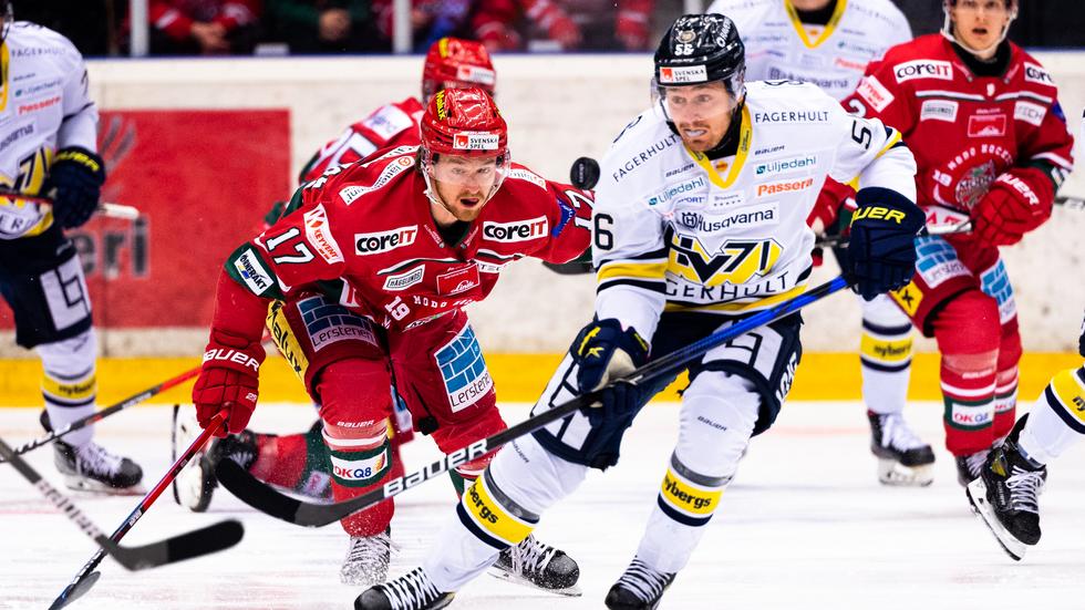 Fredrik Forsbergs HV71 föll mot Riley Woods Modo på fredagskvällen. Foto: Pär Olert/Bildbyrån