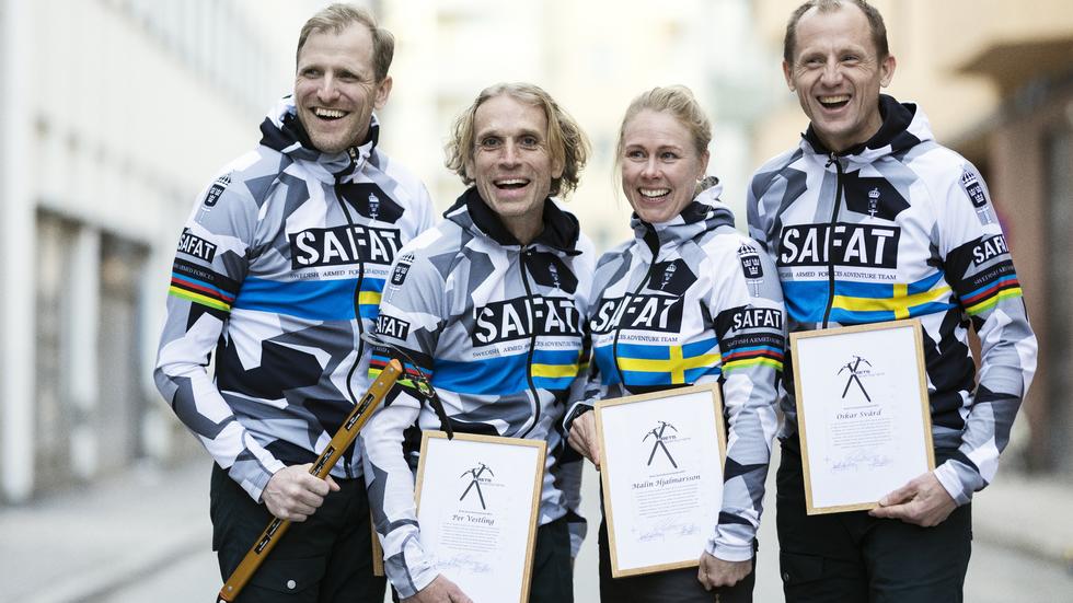 Oskar Svärd (till höger) och hans lagkamrater i Swedish Armed Forces Adventure Team har blivit utsedda till årets äventyrare efter VM-guldet i fjol.