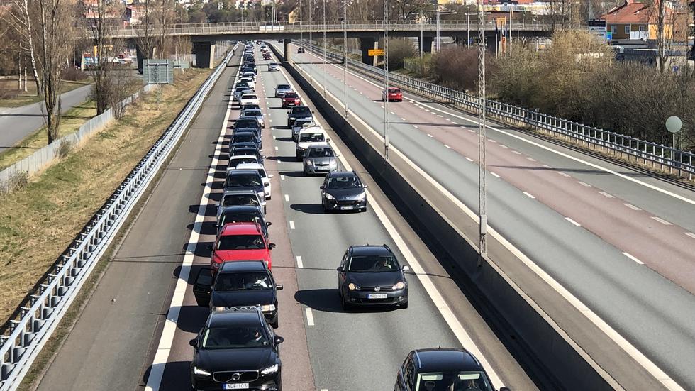 "Förvänta dig köer under påskhelgen" meddelar Trafikverket. Bild från 2019. Arkivbild