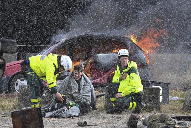 Bränder, explosioner och skadade människor ingick i Aurora 23-övningen på Jönköpings flygplats på onsdagen. 