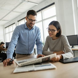 Office with newspaper