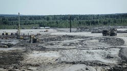 Pågående byggnation i Norra Svartbyn i Boden där H2 Green Steel ska bygga ett stålverk. Bilden är från 12 juli 2023.