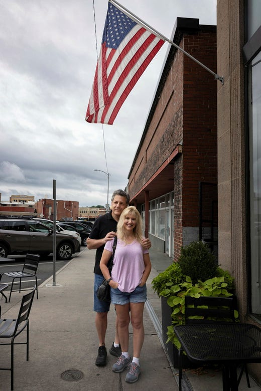 Republicans Bob and Karen traveled to the southern Appalachians to get away from New York liberalism. They hate Kamala Harris for her support of abortion rights.