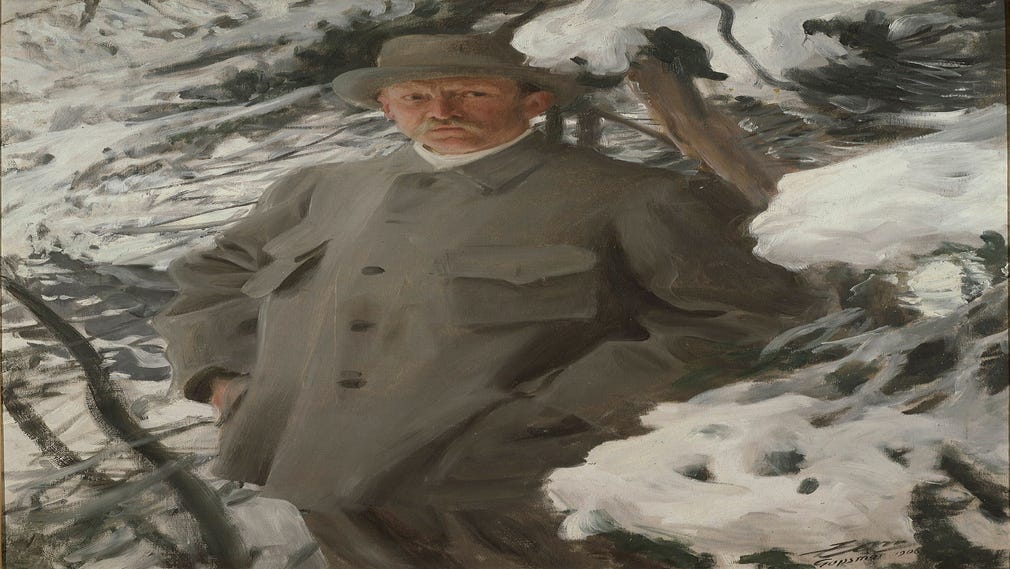 Anders Zorn, porträtt av Bruno Liljefors, 1906.