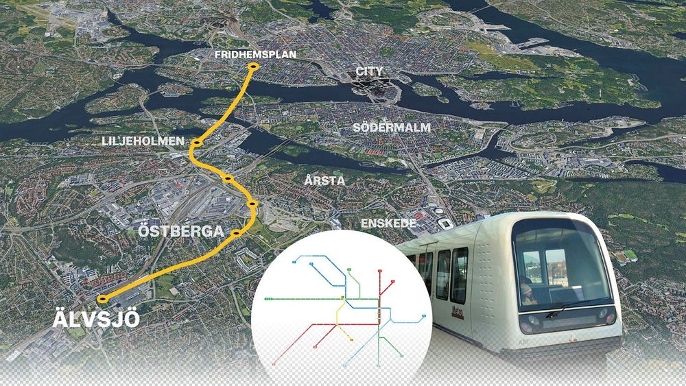 Så blir gula linjen i Stockholms tunnelbana