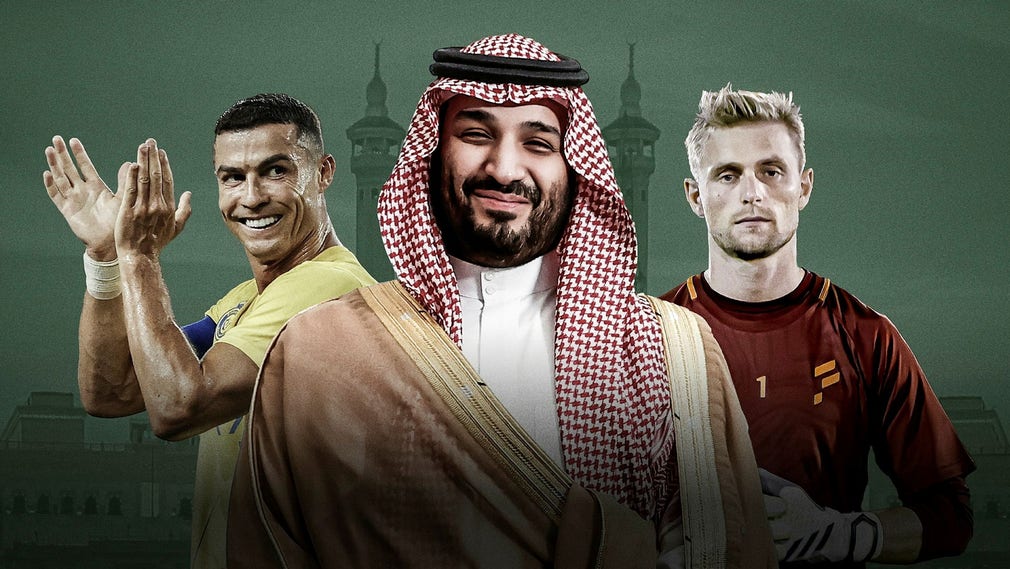 Presentationsbild av SVT-reportaget ”Saudiarabien – Fotbollens nya Mecka”.