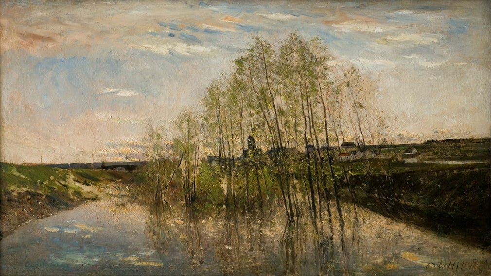 Carl Fredrik Hill, ”Flodlandskap I, Champagne”, omkring 1877. Olja på duk.