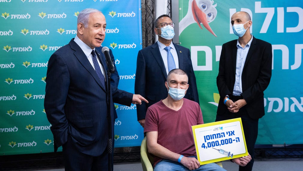 Den 16 februari hade 4 miljoner personer vaccinerats i Israel.