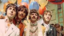 Från vänster: Paul McCartney, George Harrison, Ringo Starr and John Lennon. Männen i mitten spelade tillsammans på den tidigare okända låten ”Radhe Shaam” som i dag spelades på brittisk radio för första gången.