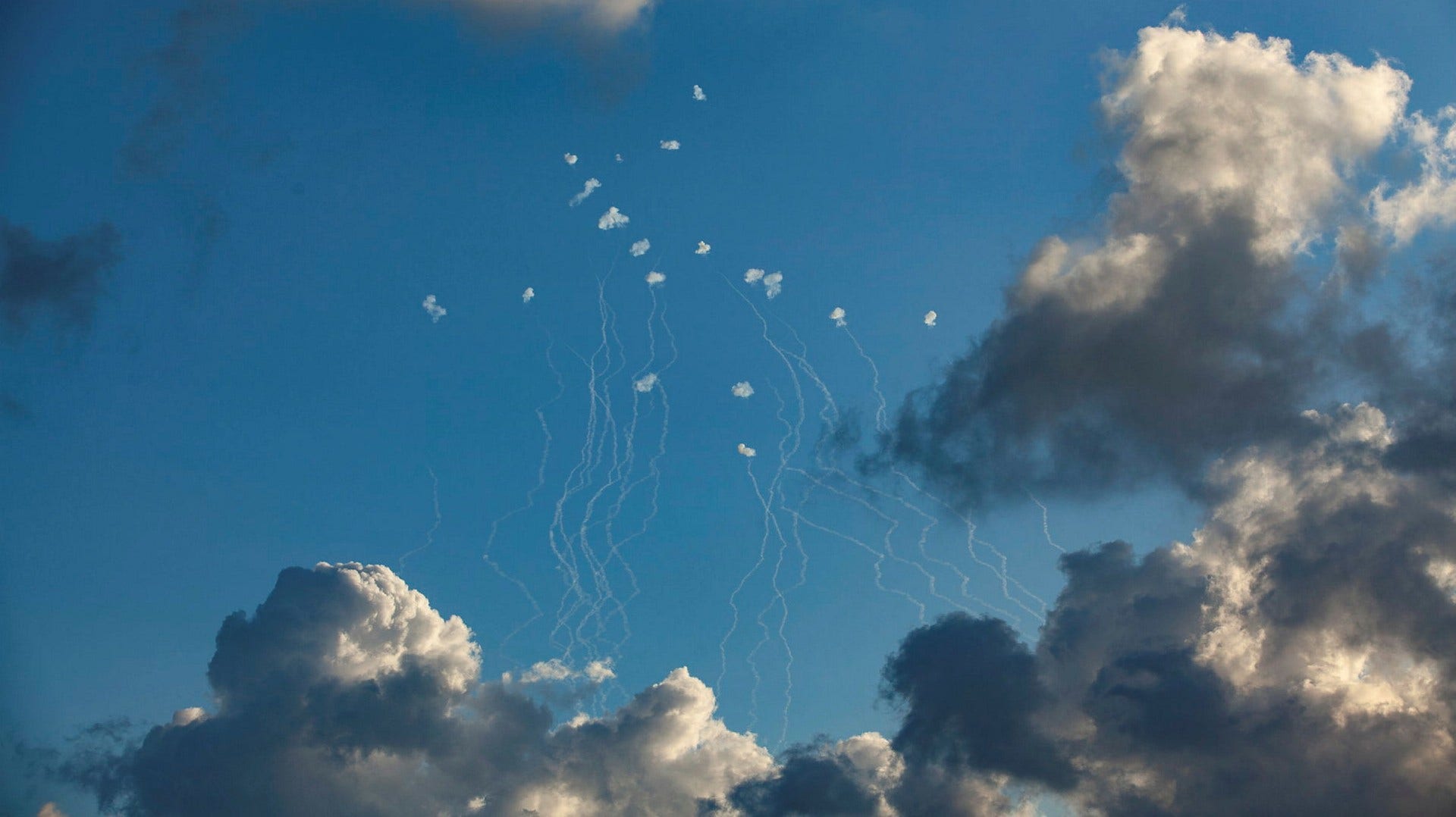 Israel's Iron Dome air defense system is capable of dealing with a barrage of incoming rockets and robots, pictured here earlier this week above the port city of Haifa.