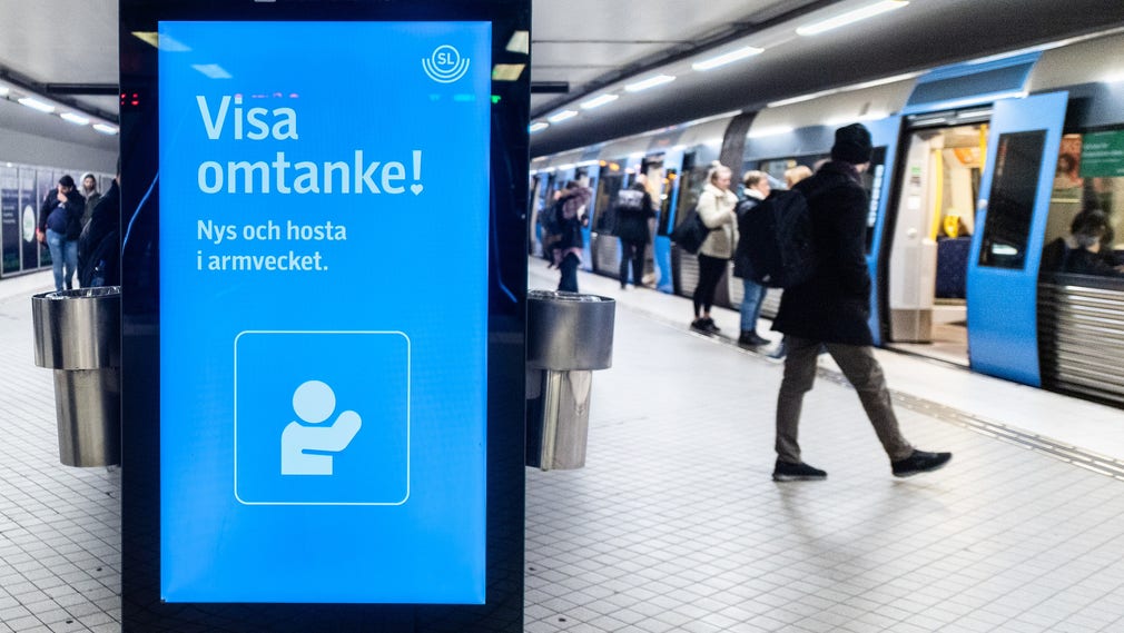 Uppmaning i Stockholms tunnelbana den 19 november.