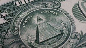 Ockult sektsymbol på dollarsedel.