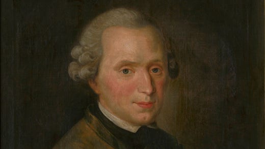 Johann Christoph Frisch's oil portrait of Immanuel Kant from 1768.