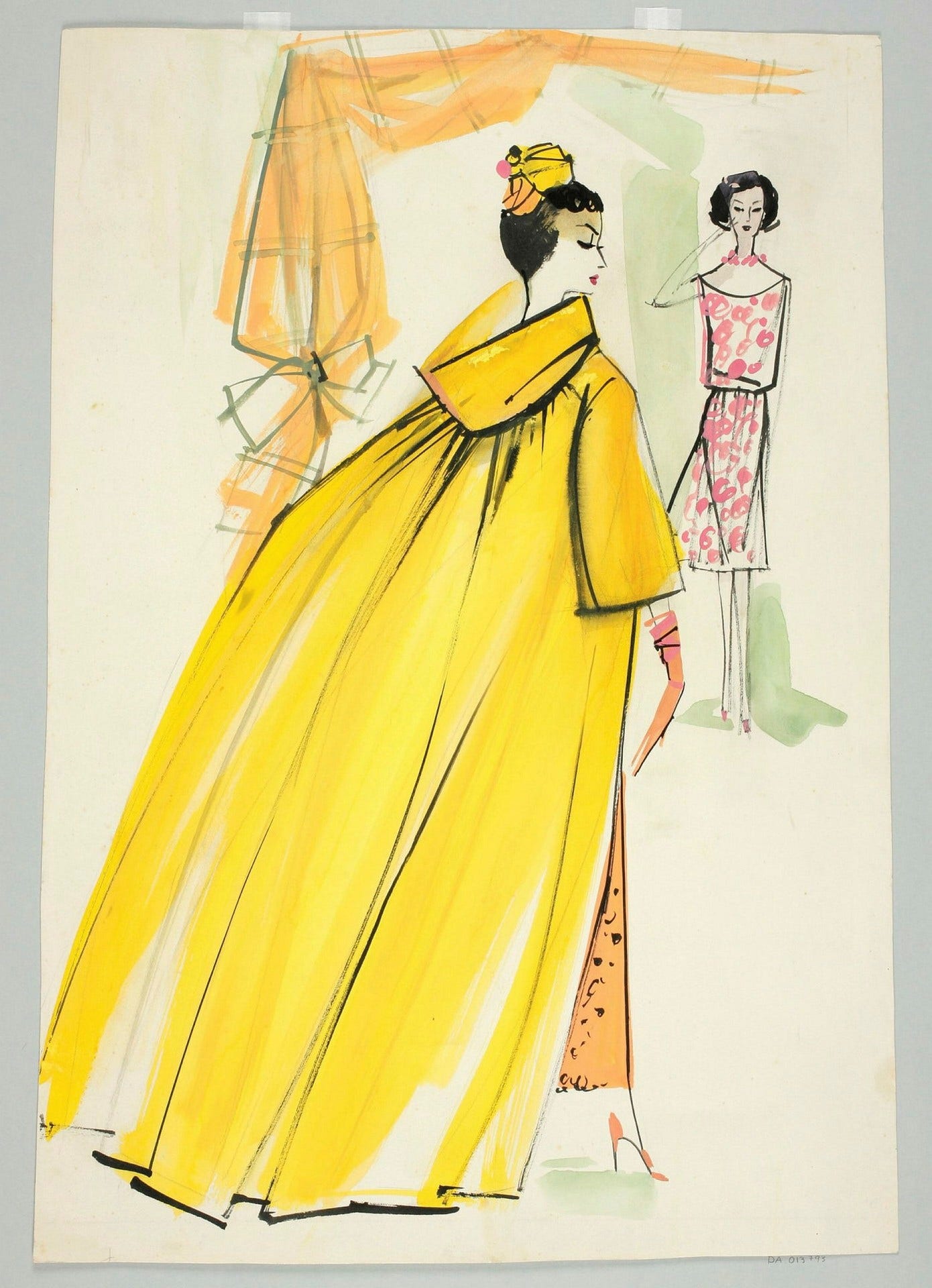 Göta Trägårdh, modeillustration, Balenciaga, 1950-tal.