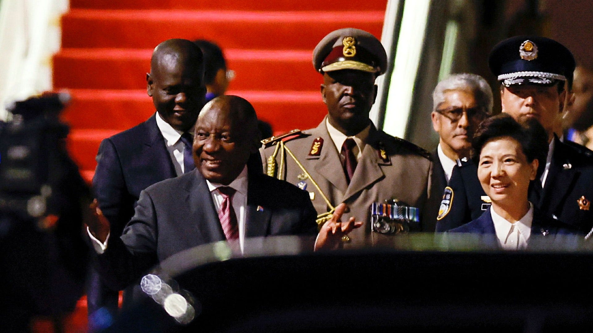 South African President Cyril Ramaphosa arrives in Beijing. He is in the Chinese capital to attend an Africa-China summit.