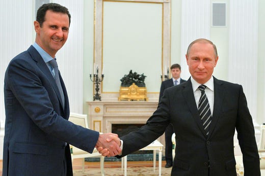 Bashar al-Assad och Vladimir Putin i Kreml 2015.