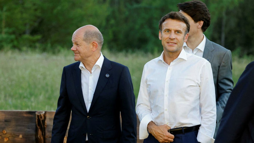 Scholz och Macron, på G7-mötet i helgen.