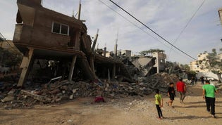 Förstörda byggnader i Rafah.