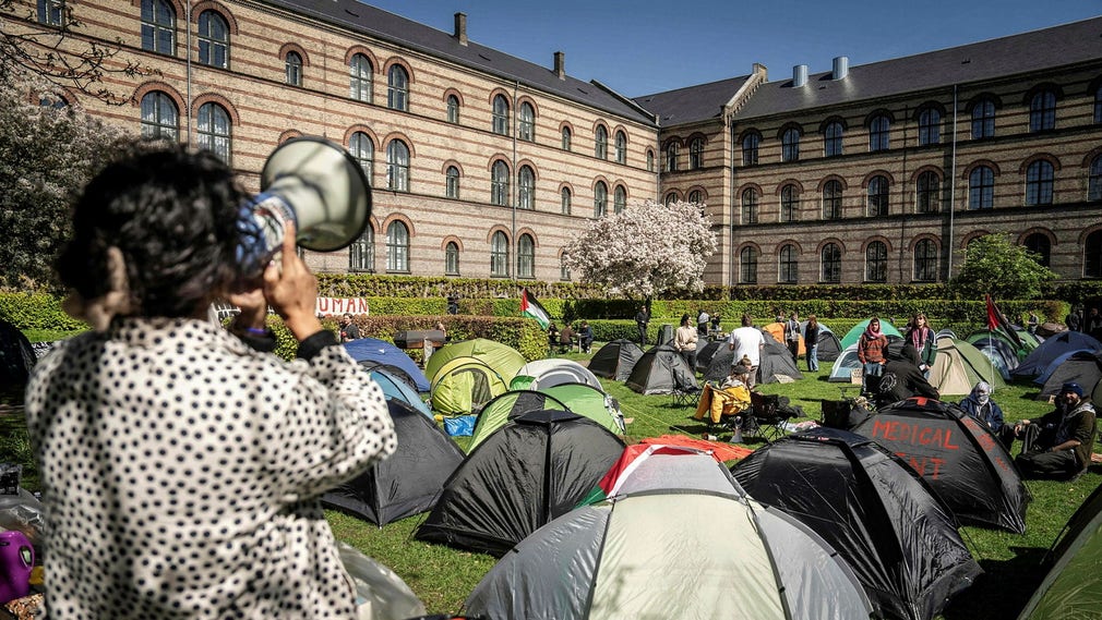 Protester på Köpenhamns universitet.