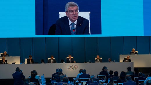 Internationella olympiska kommitténs (IOK) president Thomas Bach i Mumbai.