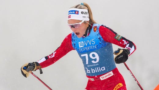 Therese Johaug under 10 km frisim.