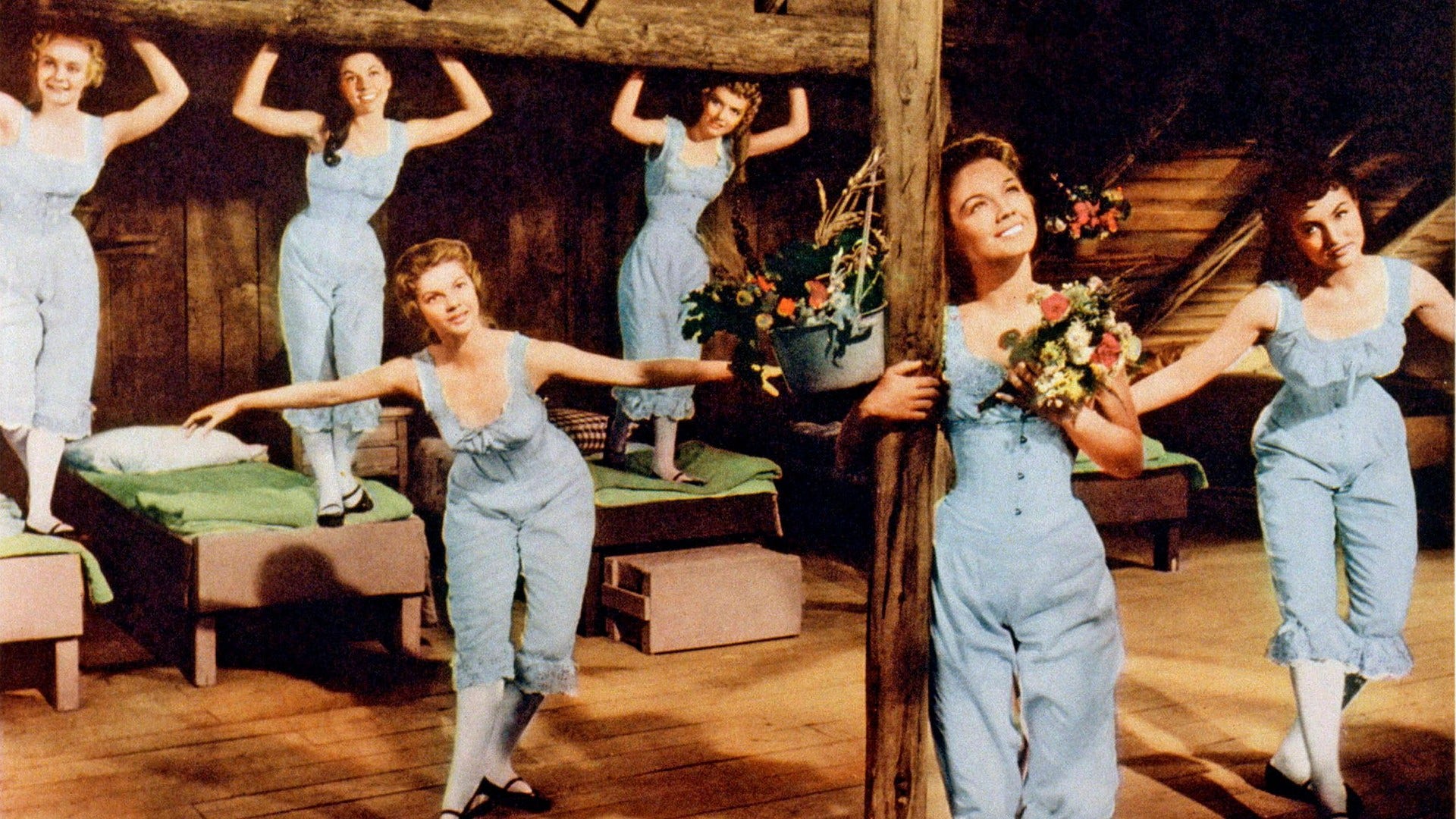 Sex av de sju brudarna i filmen från 1954.