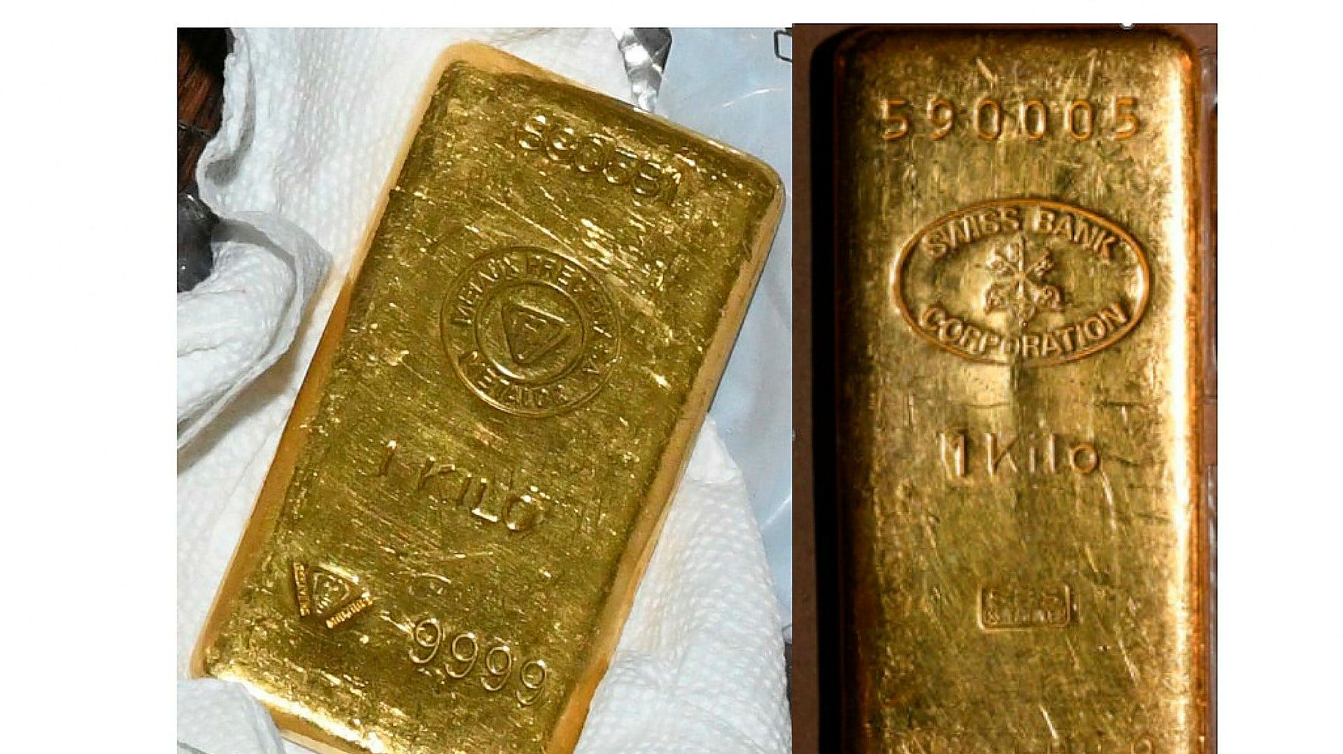 Två guldtackor på ett kilo vardera hittades i Bob Menendez hem.