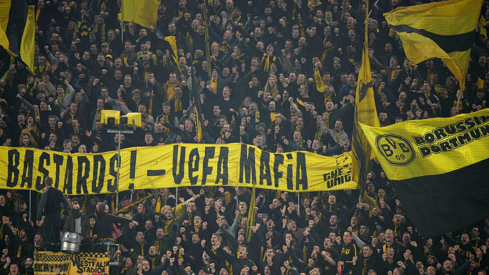 Fattore di potenza in termini di tifosi: club tedesco del Borussia Dortmund.  Qui nella partita della fase a gironi di Champions League contro l’Ajax nel novembre 2021.