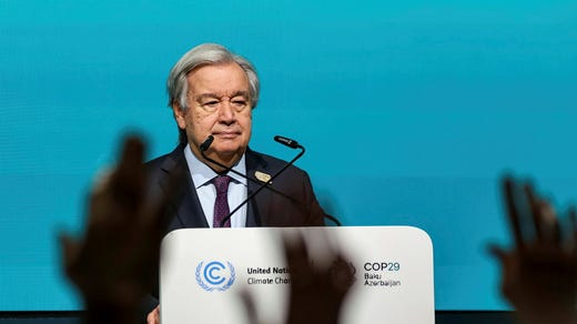 FN:s generalsekreterare Antonio Guterres är med vid slutförhandlingarna vid klimattoppmötet COP29 i Baku, för att försöka få länderna att komma överens om ett avtal.