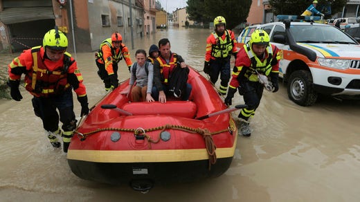 Rescue workers in Faenza, in the Emilia Romagna region.