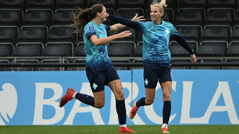 Sofia Jakobsson, right, is London City Lionesses' second Swedish midfielder Julia Roddar - with a background in Kang's Washington Spirit - is the third.