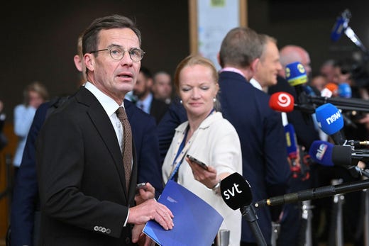 Prime Minister Ulf Kristersson is on his way to attend the European Union summit in Brussels.