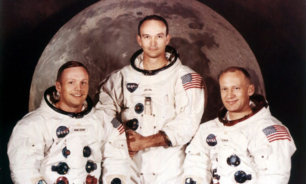 Neil Armstrong, Michael Collins och Edwin "Buzz" Aldrin.