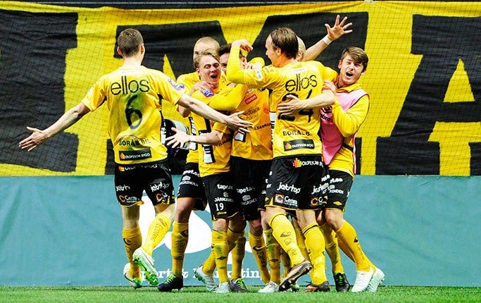 Elfsborgs Lasse Nilsson jublar efter 0-1 under finalen av Svenska Cupen.