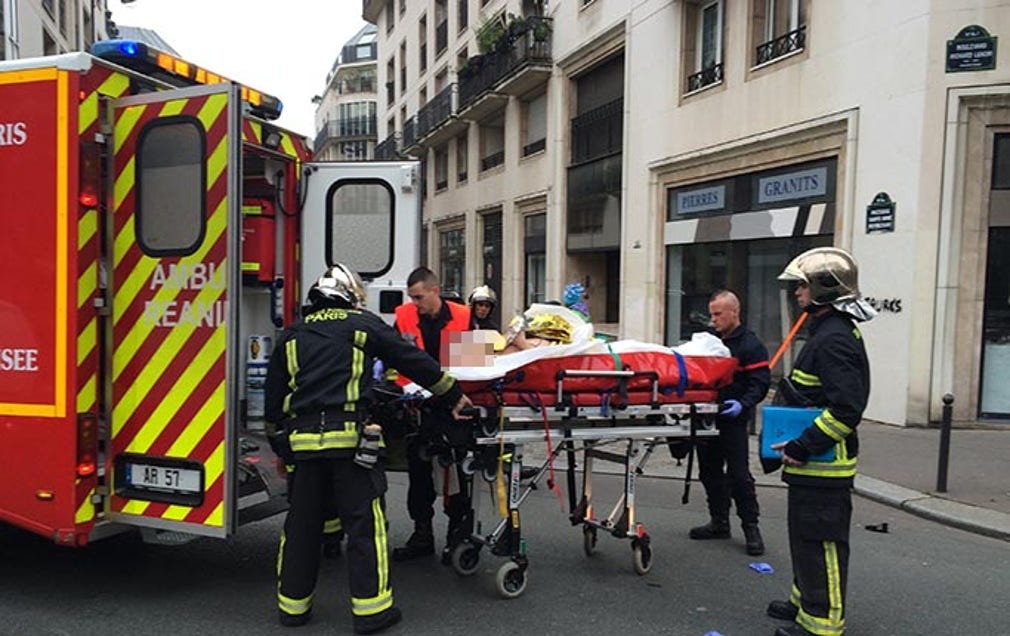 Offer för attentatet på Charlie Hebdos redaktion i Paris.