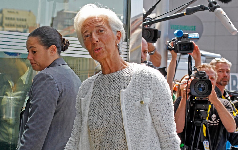 IMF-chefen Christine Lagarde anländer till Bryssel.