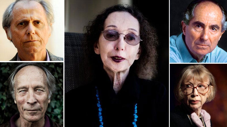 Don DeLillo, Richard Ford, Joyce Carol Oates, Philip Roth och Joan Didion.